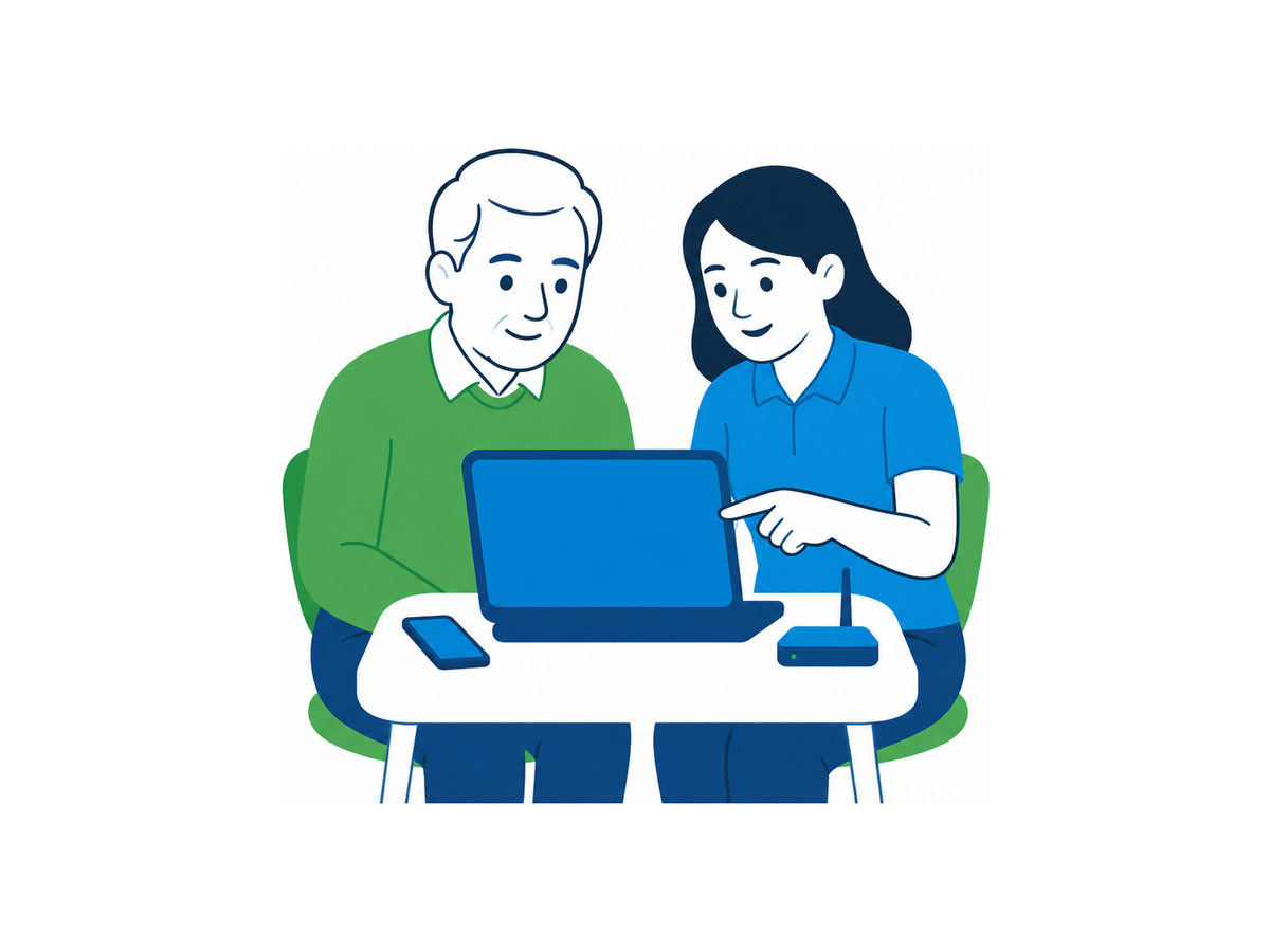 Illustration d'un accompagnement numérique à domicile