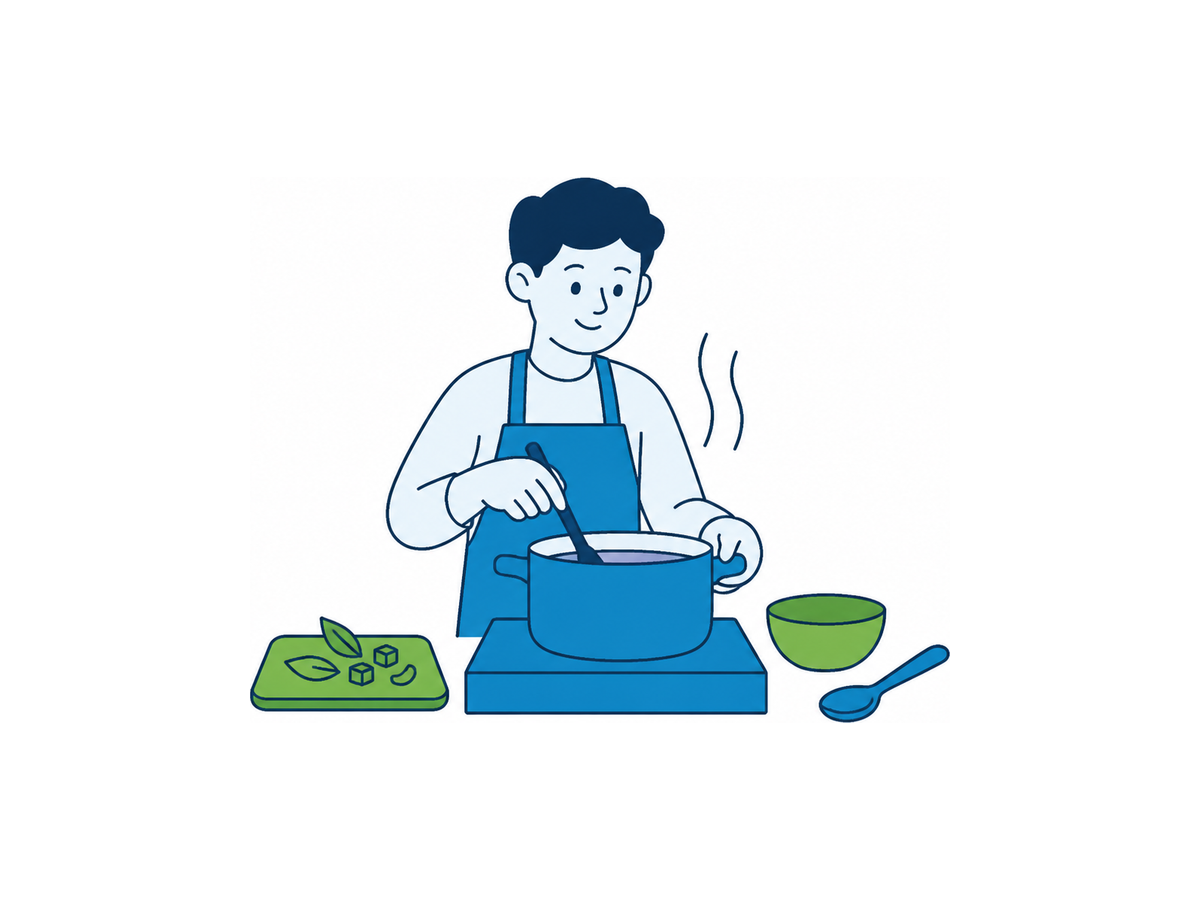 Illustration d'une préparation de repas à domicile