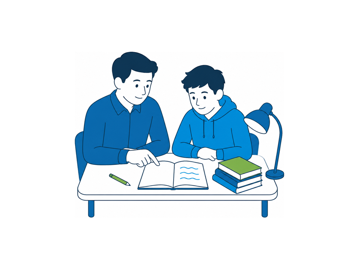 Illustration d'une séance de soutien scolaire à domicile